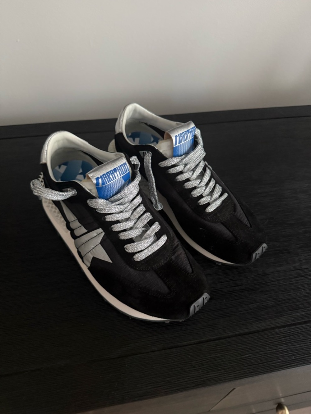 Golden Goose Black Silver Accent Athletic Sneakers - Picture 5 of 9